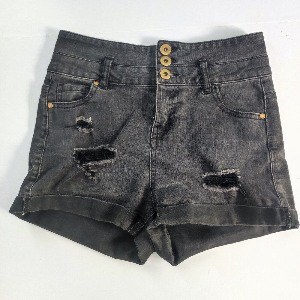 ally high-rise distressed ripped short black girls' size 8